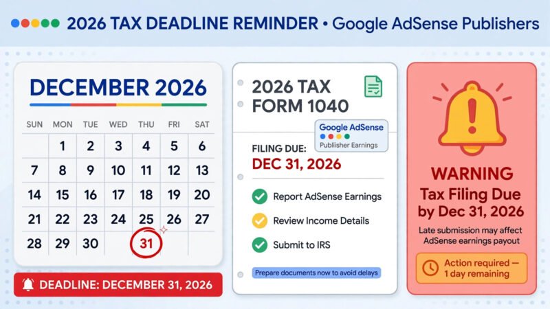 AdSense Tax Info Expires Dec 31, 2026: Resubmit Now