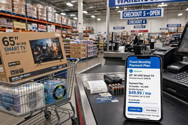 Sam's Club checkout with Affirm pay-over-time financing for holiday purchases