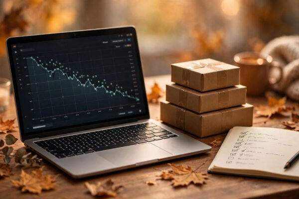 Amazon Associates commission cuts 2026 affiliate earnings dashboard with falling chart