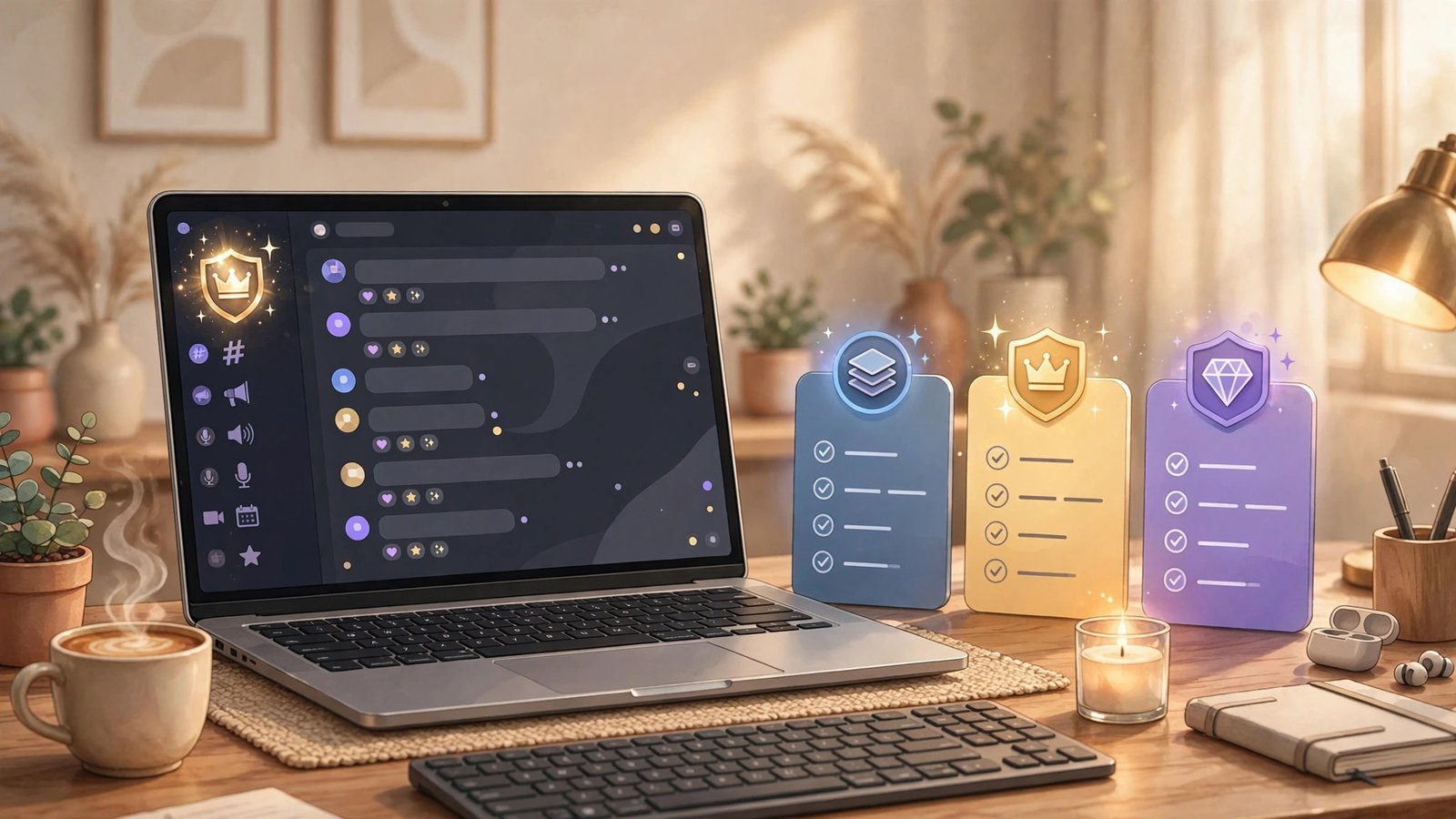 Discord Server Subscriptions 2026 - laptop showing a Discord community server with paid subscriber tier cards