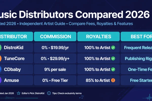 DistroKid vs CD Baby vs TuneCore vs Ditto vs RouteNote (2026)