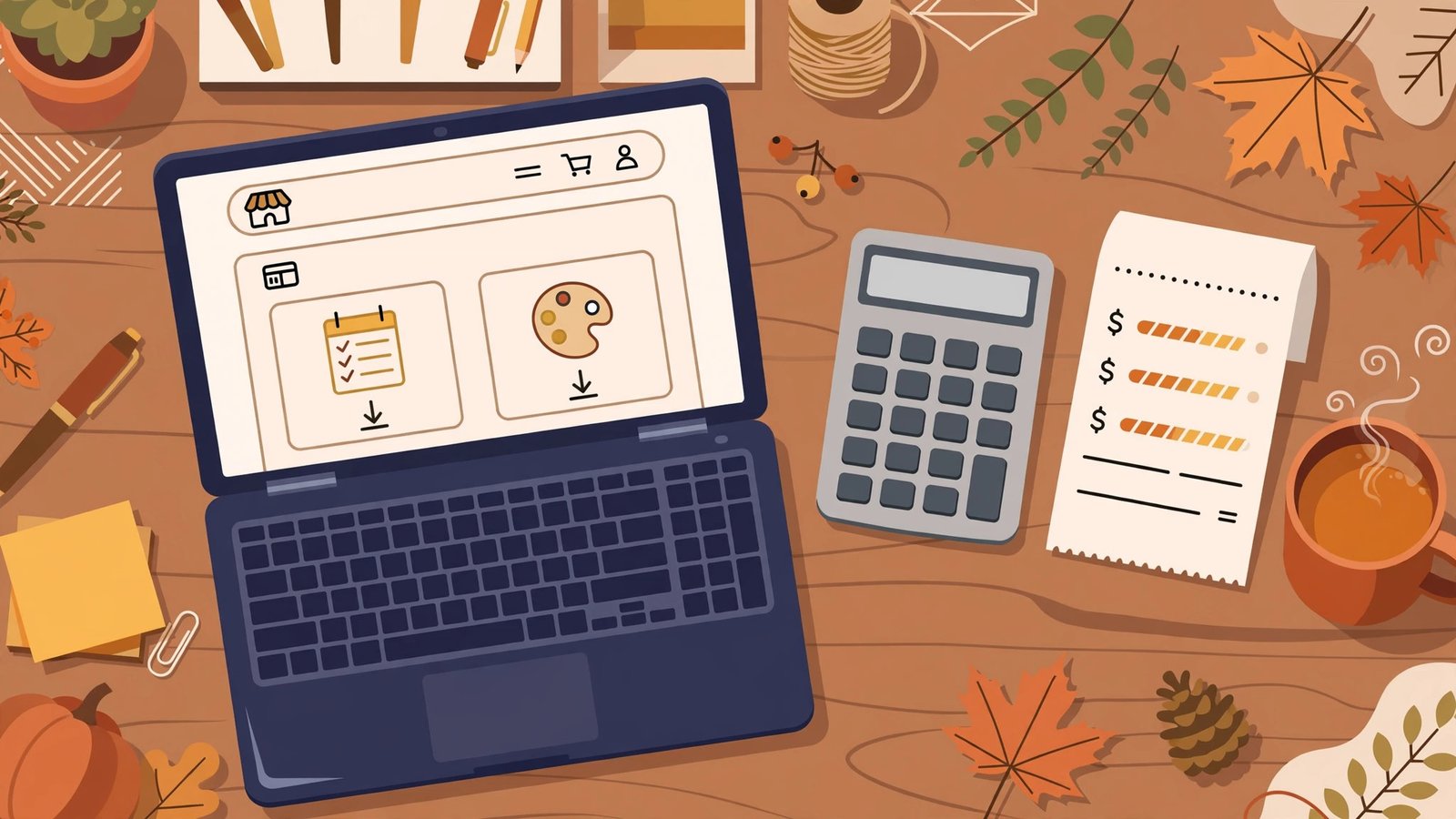 Etsy fees for digital products 2026 - seller calculating fees on a $10 digital sale with a calculator