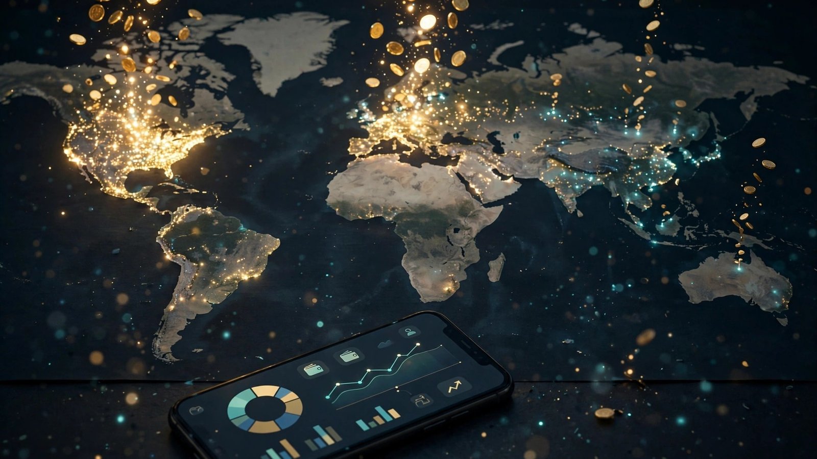 Facebook creator earnings per view geography 2026: 11 million views vs $128.69 payout shown on a phone with a world map