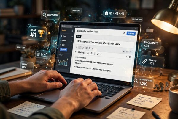 how to write blog posts that rank - featured image for How to Write Blog Posts That Rank on Google (2026)
