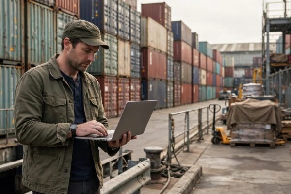 IEEPA tariff refunds 2026: small business owner reviewing shipments at a container dock