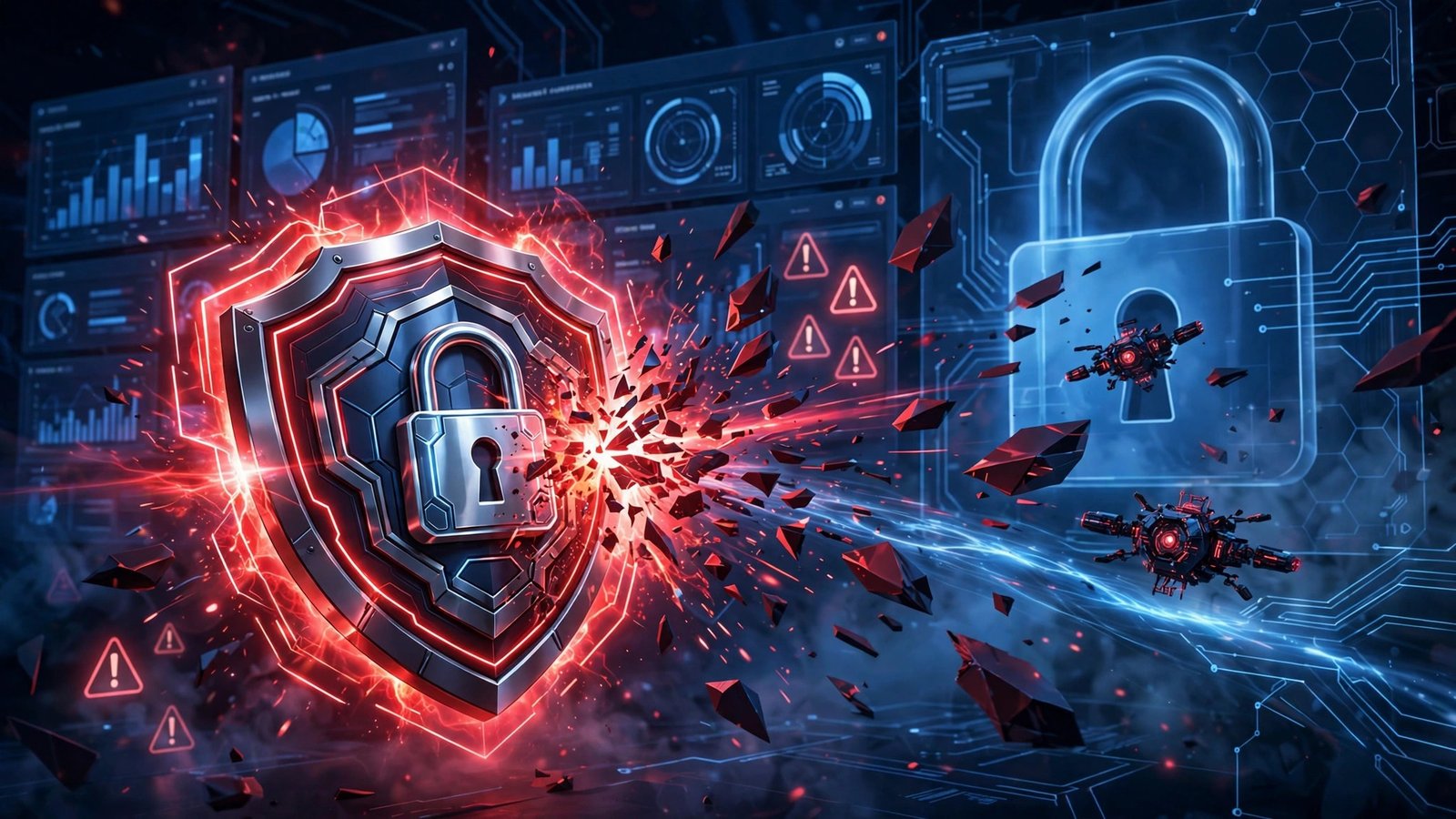 Ninja Forms vulnerability October 2026: cybersecurity shield defending a WordPress site under red alert glow