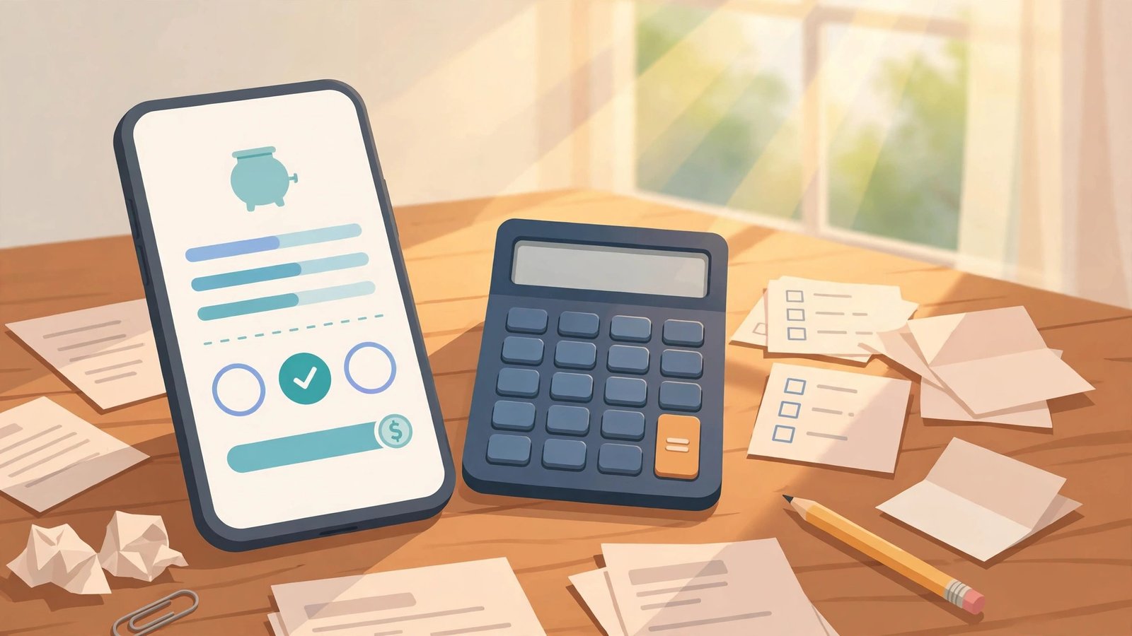No tax on tips self-employed 2026: tip receipt, calculator and tax forms on a desk