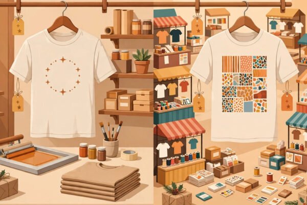 Printful vs Printify 2026 pricing comparison with holiday surcharge costs for print-on-demand sellers