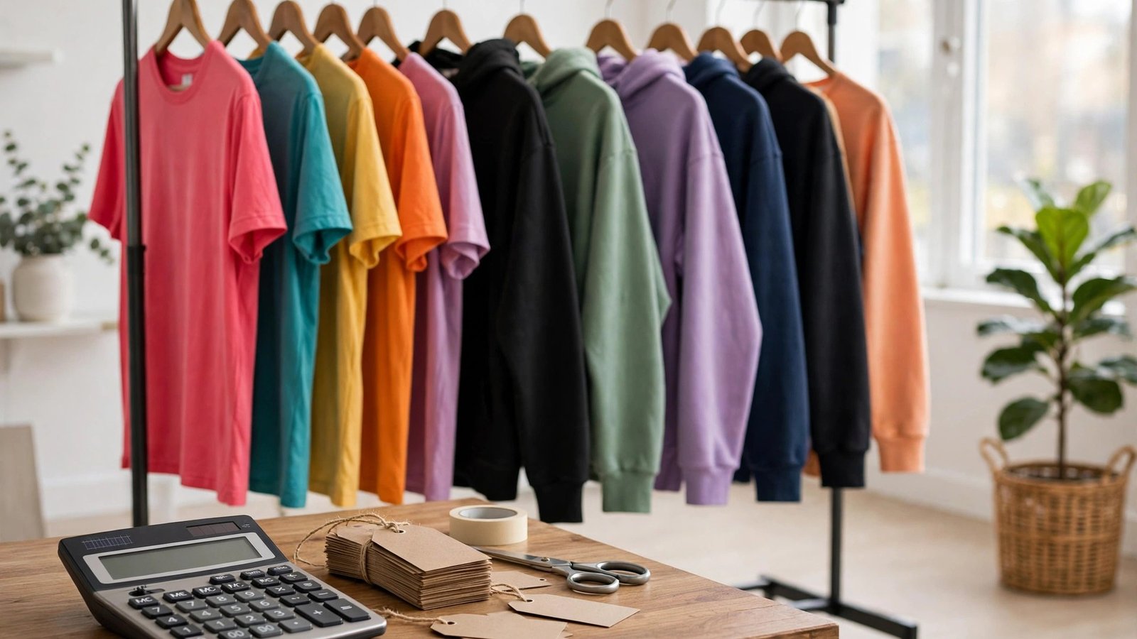 Printify Premium break-even math with printed t-shirts and a calculator
