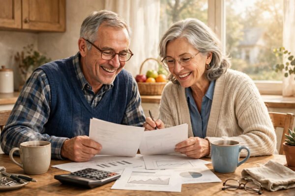 Older couple reviewing their Social Security COLA 2027 check increase