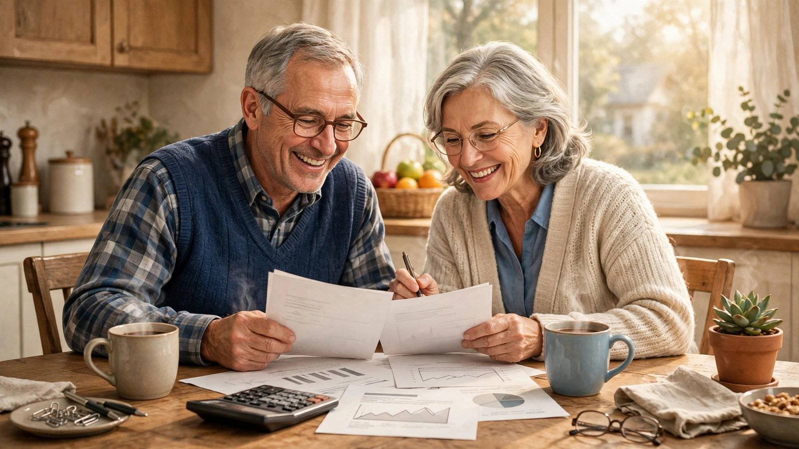 Older couple reviewing their Social Security COLA 2027 check increase