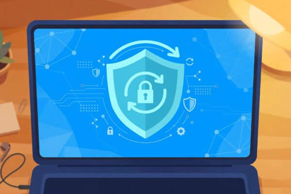 Windows 10 ESU extended to October 2027: laptop showing Windows Update security shield