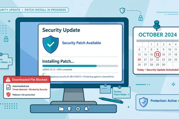 Windows 11 October 2026 Patch Tuesday KB5127648 - security update shield blocking a malicious download