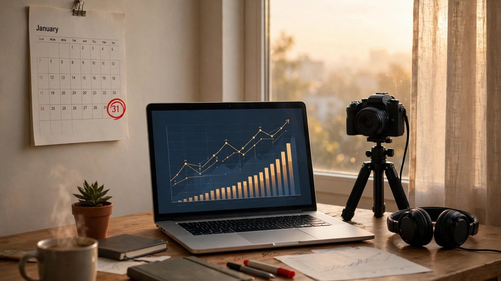 YouTube analytics dashboard with a calendar marking the January 31, 2027 partner program activity rule deadline