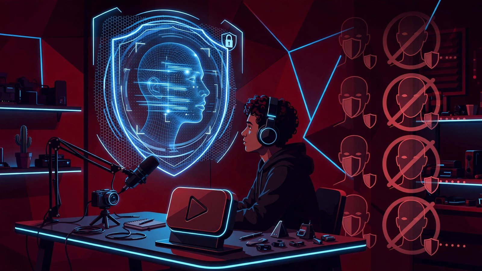 Creator facing an identity shield blocking AI deepfakes — YouTube likeness detection