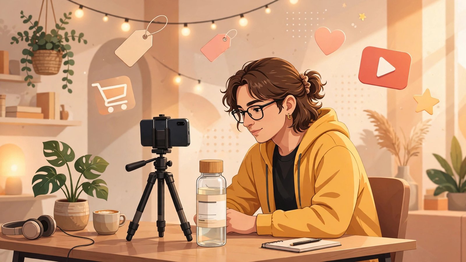 Creator filming a product video with YouTube Shopping tags